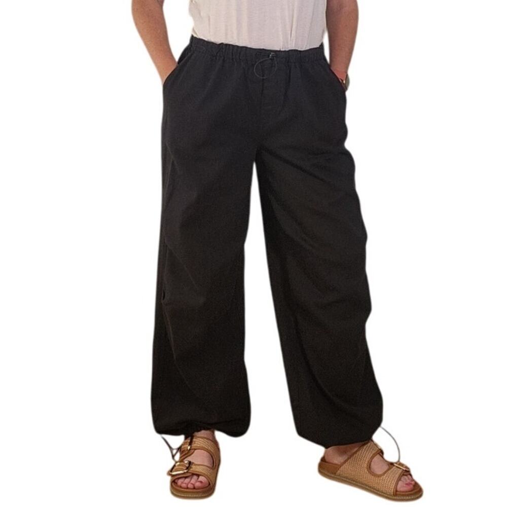 DOUBLE ZERO NWT Black Wide Leg Pants with Toggles, Size Small